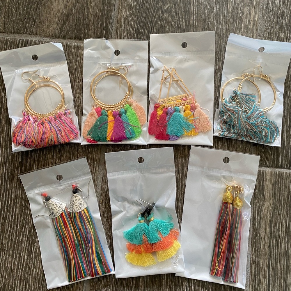 NWT Lot bundle 7 Amazon fringe fashion earrings